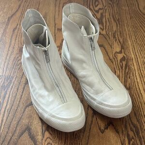 Converse White Leather High-Top Zip Sneakers